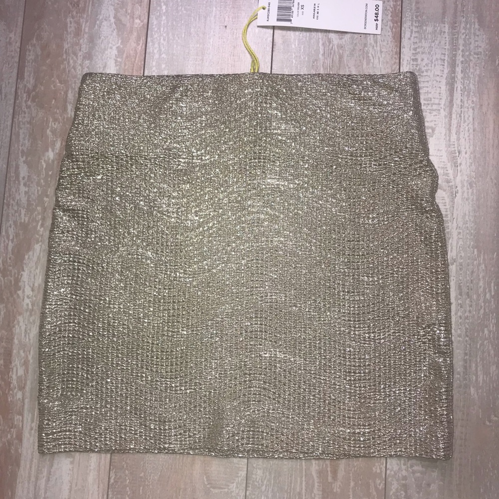 Gold mini skirt